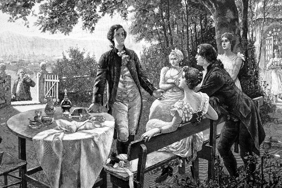 Grabado de una escena de las Penas del joven Werther
